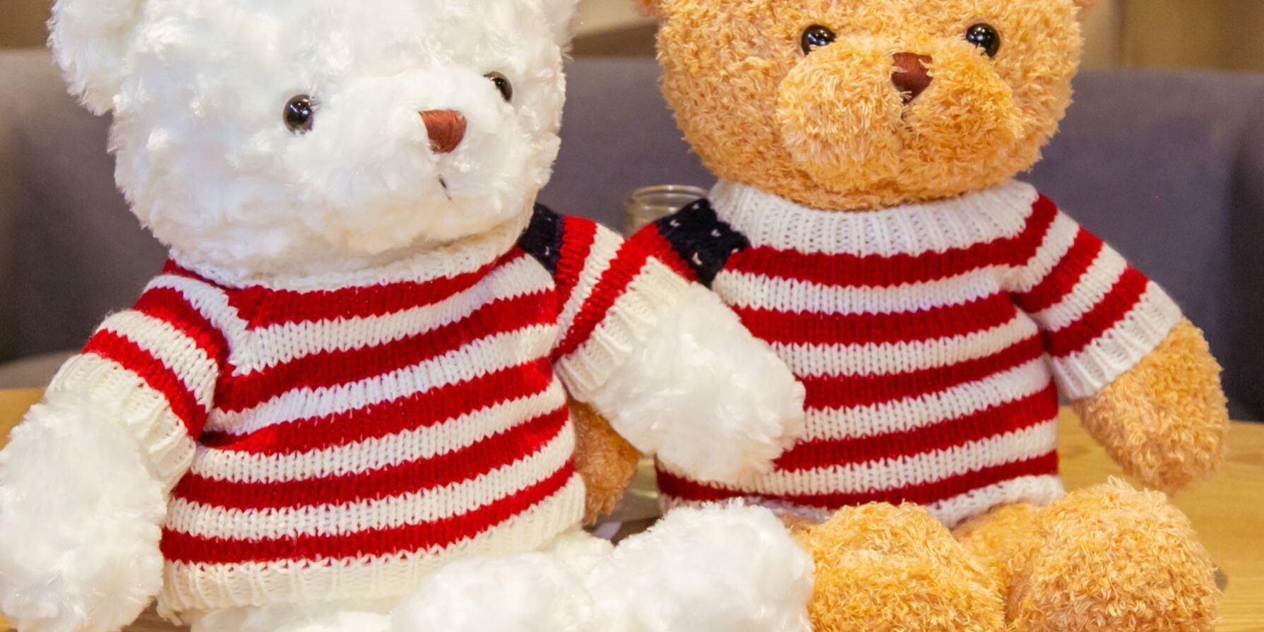 Custom Stuffed Bear with Flag Sweater Pillow Toy