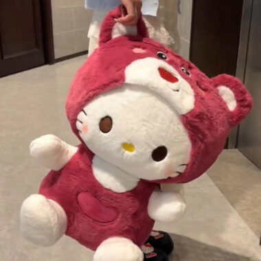 Hello Kitty Strawberry Bear Plush Cat Pillow