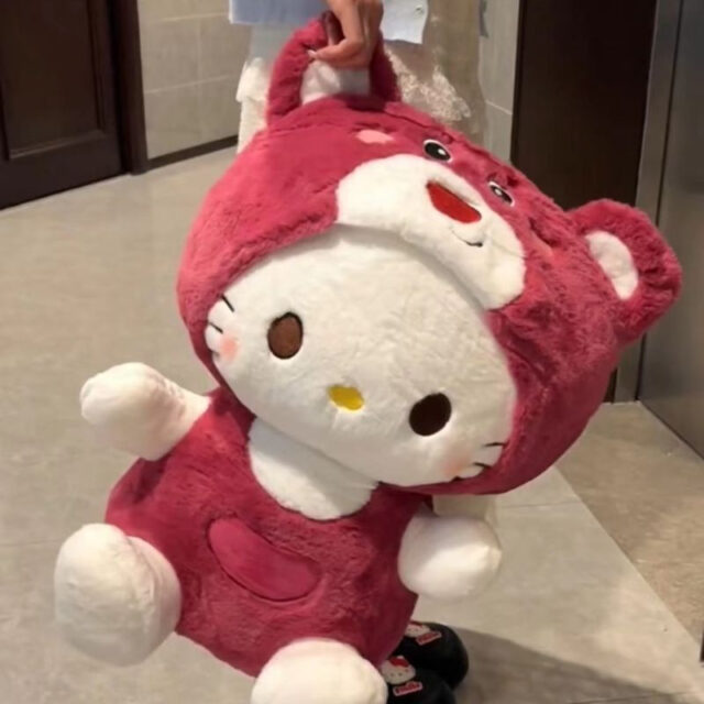 Hello Kitty Strawberry Bear Plush Cat Pillow