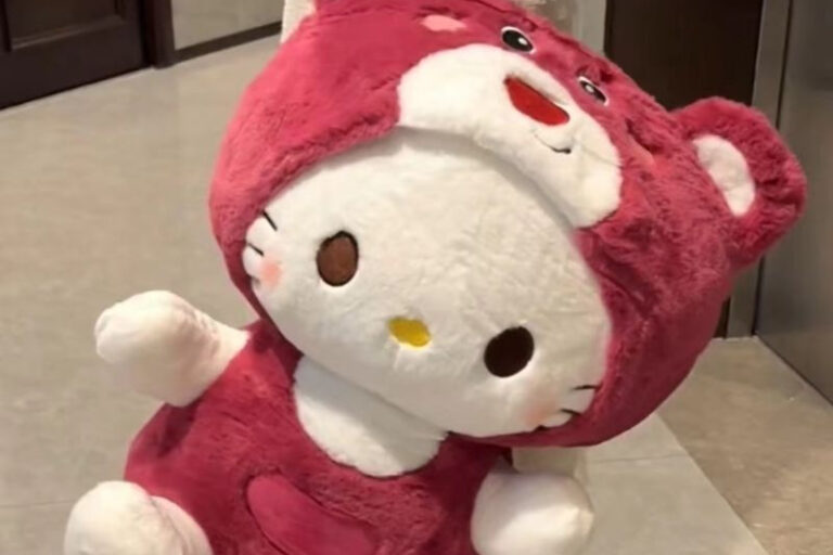 Hello Kitty Strawberry Bear Plush Cat Pillow