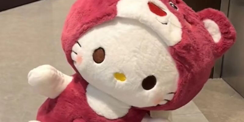 Hello Kitty Strawberry Bear Plush Cat Pillow