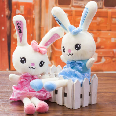 Love-themed couple bunny stuffed rabbit toy