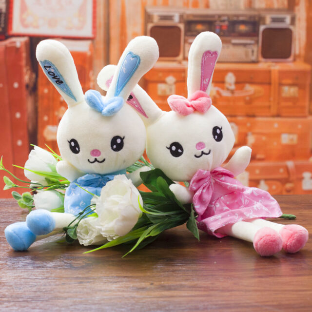 Love-themed couple bunny stuffed rabbit toy