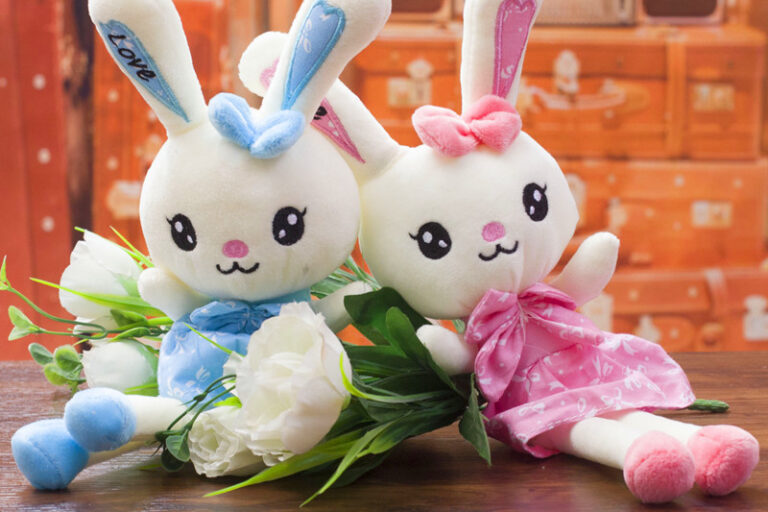 Love-themed couple bunny stuffed rabbit toy