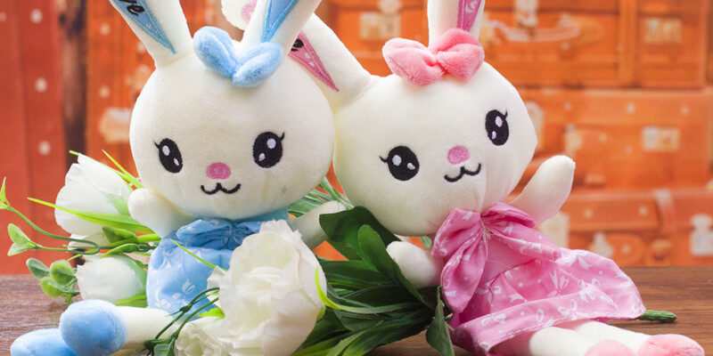 Love-themed couple bunny stuffed rabbit toy