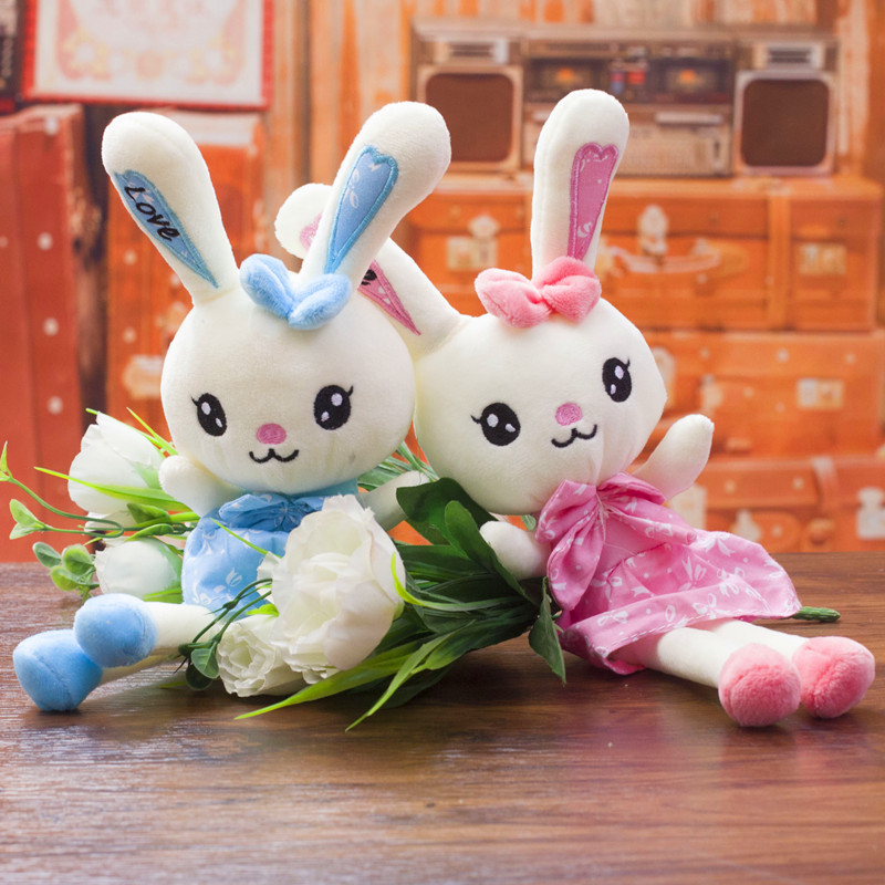Love-themed couple bunny stuffed rabbit toy