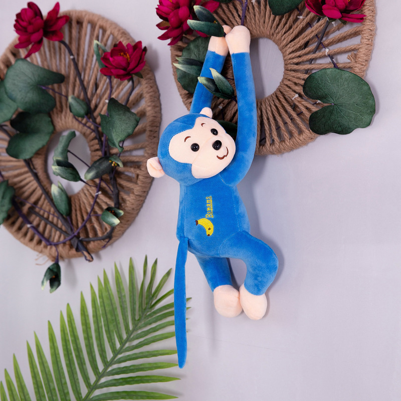 Custom Stuffed Monkey Toy – Long Arm Hanging Plush Banana Monkey with Sound (4) Hanging Long Arm Plush Banana Monkey Toy