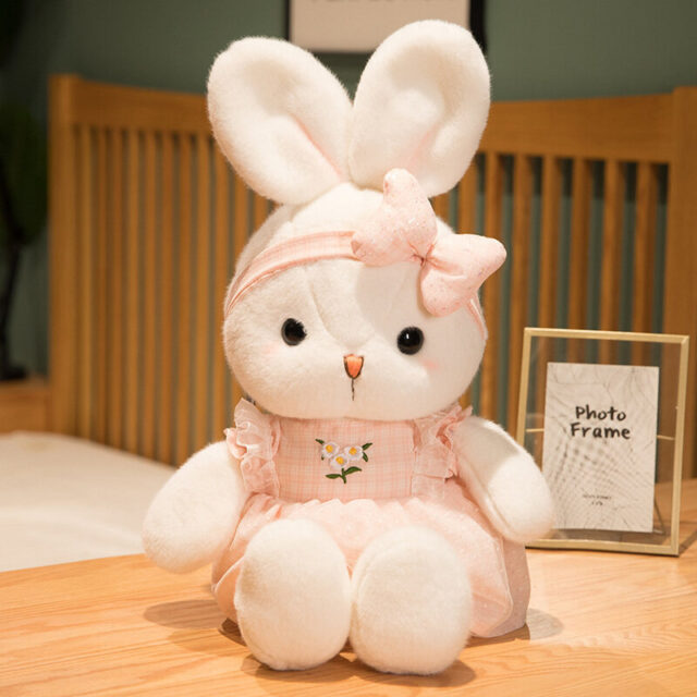Soft custom white bunny plush toy for kids