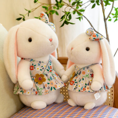 Cute custom stuffed rabbit in floral dress