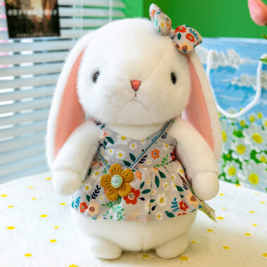 Cute custom stuffed rabbit in floral dress