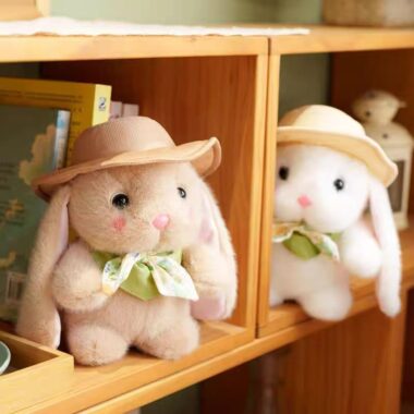 Custom bunny plush toy with pudding hat