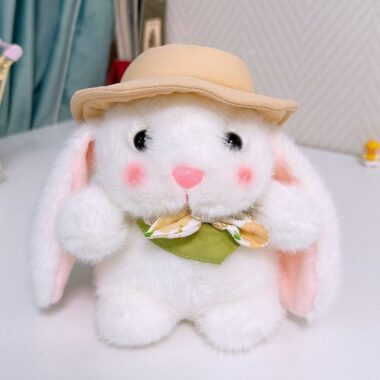 Custom bunny plush toy with pudding hat