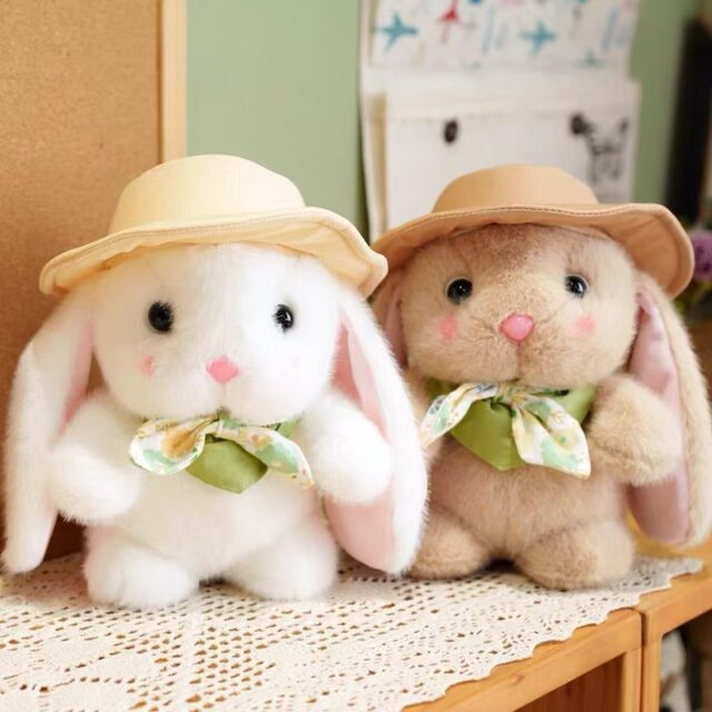 Custom bunny plush toy with pudding hat