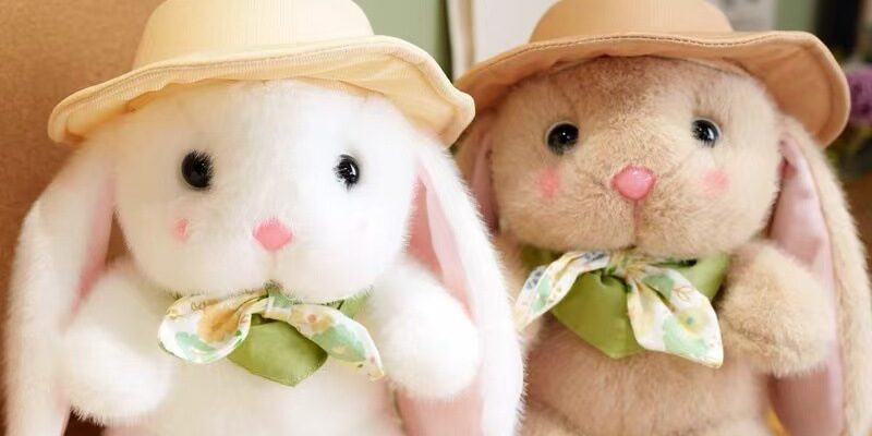 Custom bunny plush toy with pudding hat