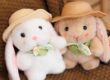 Custom bunny plush toy with pudding hat
