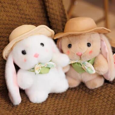 Custom bunny plush toy with pudding hat