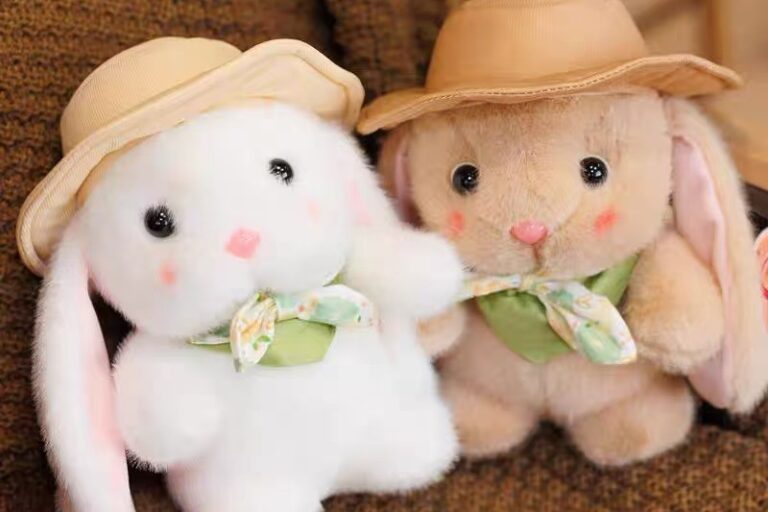 Custom bunny plush toy with pudding hat