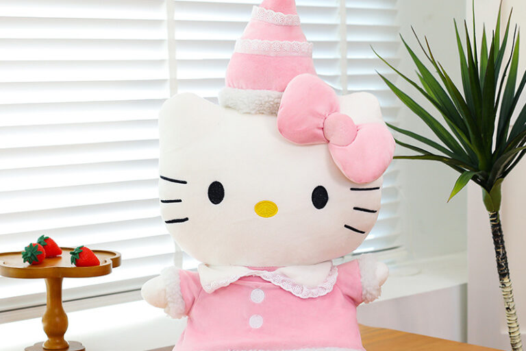 Birthday Kitty Plush Toy with Party Hat for Girls Gift