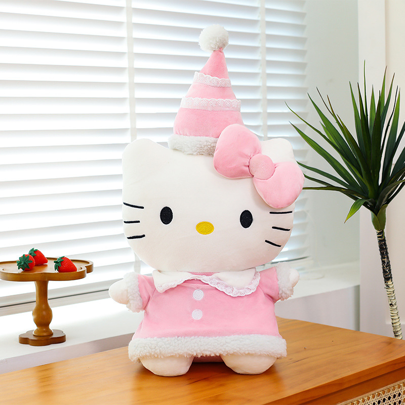 Birthday Kitty Plush Toy with Party Hat for Girls Gift
