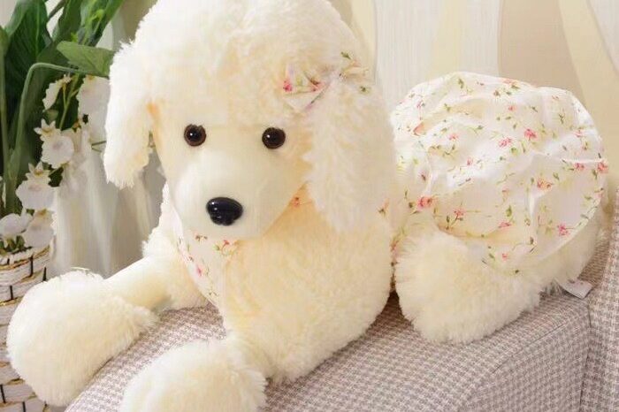Elegant Stuffed Poodle Plush Dog Toy for Girls Gift or Bed Decor
