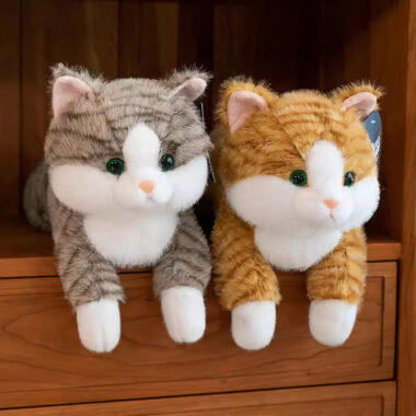 Realistic Lying Cat Plush Toy – Soft Calming Plush Doll for Kids
