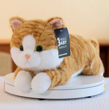Realistic Lying Cat Plush Toy – Soft Calming Plush Doll for Kids