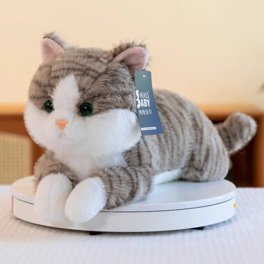 Realistic Lying Cat Plush Toy – Soft Calming Plush Doll for Kids