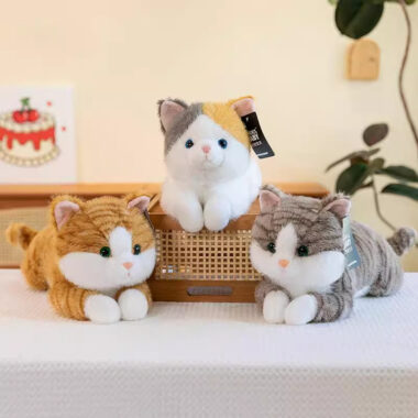 Realistic Lying Cat Plush Toy – Soft Calming Plush Doll for Kids