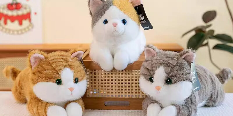 Realistic Lying Cat Plush Toy – Soft Calming Plush Doll for Kids